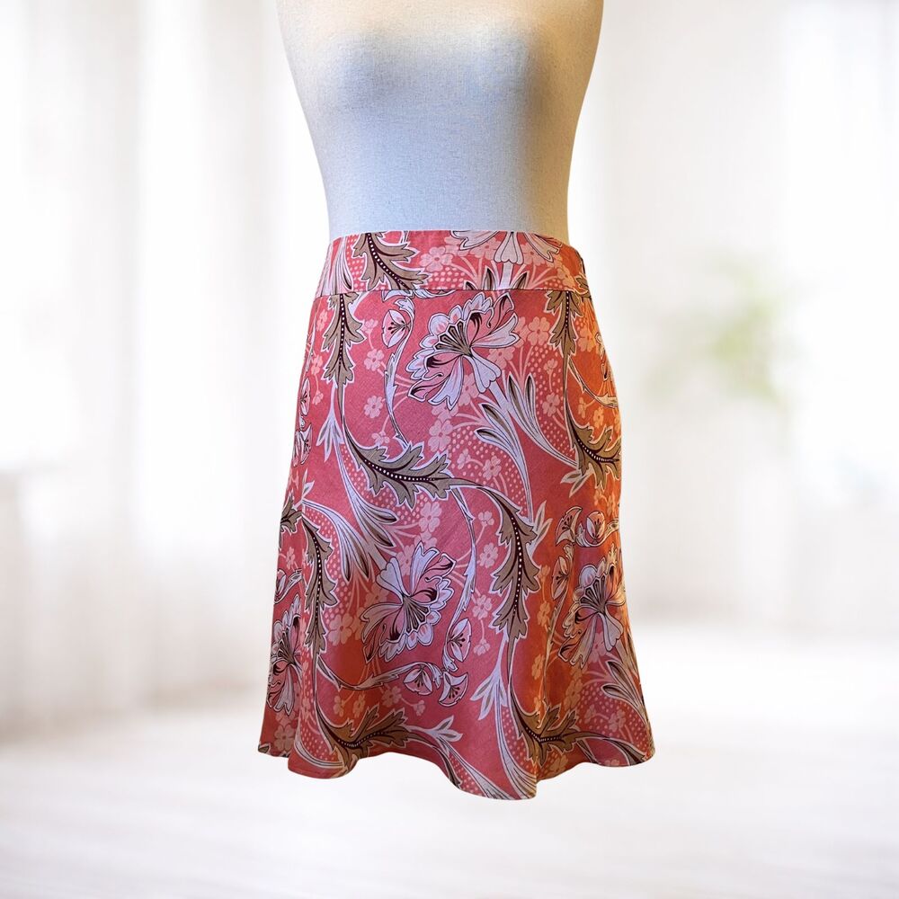 Loft Women's Pink Skirt 8 Boho Silk/Lined Blend